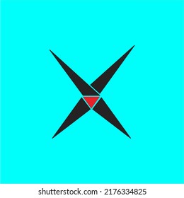 Ilustración vectorial del diseño del logotipo de la letra X, y un fondo cian