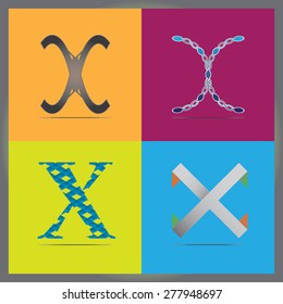Vector illustration letter X set