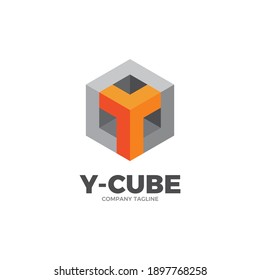 vector illustration of letter Y 3d style and cube shape, multipurpose logo design 