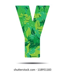 vector illustration letter Y in leaves