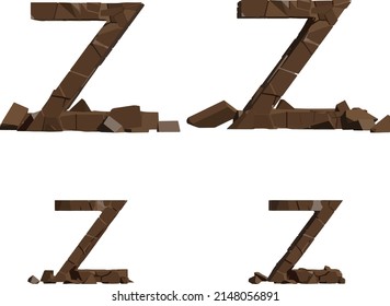 The vector illustration of the letter Z cracked stone