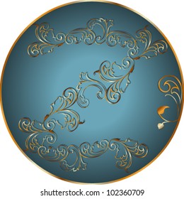 Vector illustration. Letter Z, gold floral design.