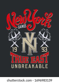 vector illustration of lettering about new york