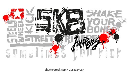 Vector illustration of lettering alluding to skateboarding.