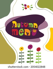 Vector illustration lettering autumn menu on white background. Illustration is good for menu, sticker, poster, banner, packaging, advertising. Unique handwritten lettering. 