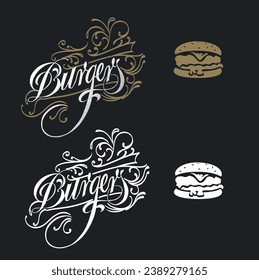 ilustración vectorial de Lettering Burger en formato de versión EPS10. Estilo vintage