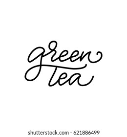 Vector illustration. Lettering. Calligraphy. Logo "Green tea"