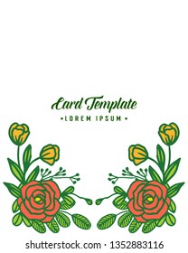 Vector illustration lettering of card template with frame flower orange and yellow hand drawn
