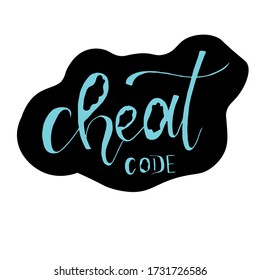 vector illustration of a lettering cheat code on a black background for print and fashion design