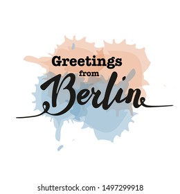 Vector illustration, lettering composition, Berlin city, calligraphy, handwritten lettering logo. Design for postcards, t-shirts, banners, greeting cards, cups, mugs. EPS 10