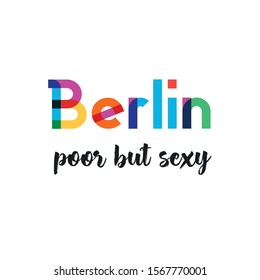 Vector illustration, lettering composition, Berlin german city, calligraphy, handwritten lettering logo. Design for postcards, t-shirts, banners, greeting cards, mugs, stickers. EPS 10