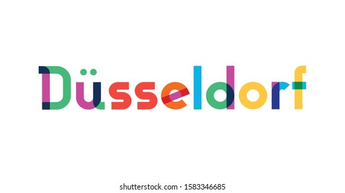 Vector illustration, lettering composition, Dusseldorf german city, calligraphy, handwritten lettering logo. Design for postcards, t-shirts, banners, greeting cards, mugs, stickers. EPS 10