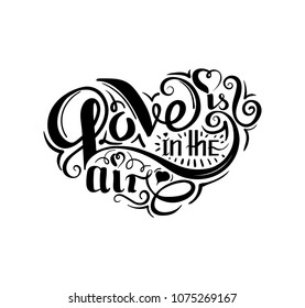 Vector illustration of the lettering composition in the heart shape.