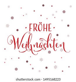 Vector illustration, lettering composition, Merry Christmas in german, calligraphy, handwritten lettering logo. Design for postcards, t-shirts, banners, greeting card. EPS 10