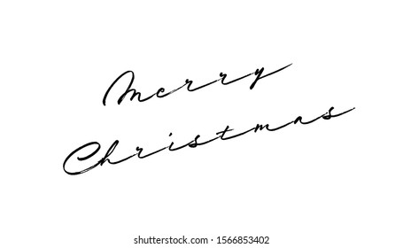 Vector illustration, lettering composition, Merry Christmas, calligraphy, handwritten lettering logo. Design for postcards, t-shirts, banners, greeting card, label, sticker. 
