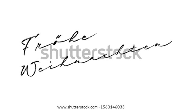 ベクターイラスト 文字の組版 メリークリスマスドイツ語 書道 手書きの文字のロゴ はがき Tシャツ バナー グリーティングカード フレーヒ フレーリッヒ ウェイハンチェン用のデザイン のベクター画像素材 ロイヤリティフリー