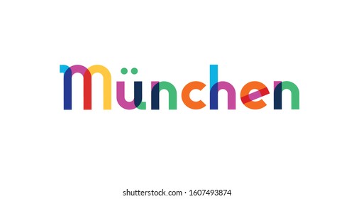 Vector illustration, lettering composition, Munchen German city, calligraphy, handwritten lettering logo. Design for postcards, t-shirts, banners, greeting cards, mugs, stickers. EPS 10