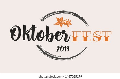 Vector illustration, lettering composition, Oktoberfest holiday, calligraphy, handwritten lettering logo. Design for postcards, t-shirts, banners, greeting card. EPS 10