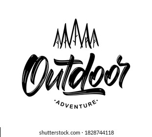 Vector Illustration Lettering Composition Outdoor Adventure Stock ...