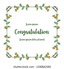 Vector illustration lettering congratulation with colorful flower frame hand drawn
