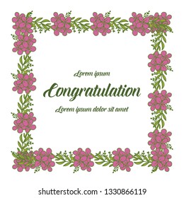 Vector illustration lettering congratulation with crowd of floral frame hand drawn