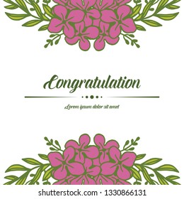 Vector illustration lettering congratulation with crowd of floral frame hand drawn