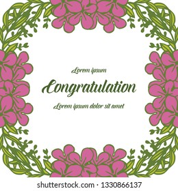 Vector illustration lettering congratulation with crowd of floral frame hand drawn