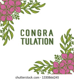 Vector illustration lettering congratulation with crowd of floral frame hand drawn