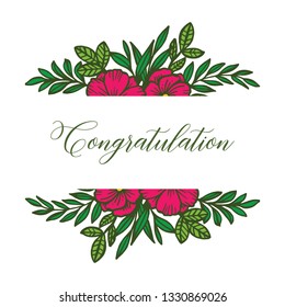 Vector illustration lettering congratulation with texture flower frame hand drawn
