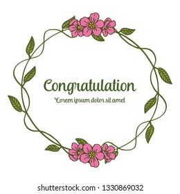 Vector illustration lettering congratulation with texture flower frame hand drawn