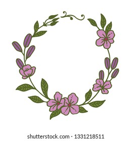 Vector illustration lettering congratulation with texture flower frame hand drawn