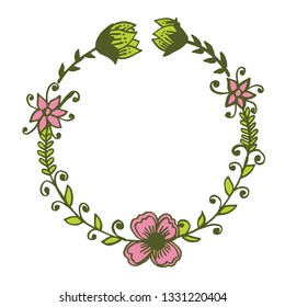 Vector illustration lettering congratulation with texture flower frame hand drawn