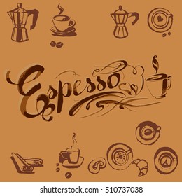 vector illustration lettering espresso