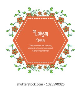 Vector illustration lettering hello sweet with leaf floral frame graceful hand drawn