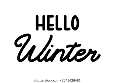 Vector illustration with lettering Hello Winter for icon, banners, logo, sale, design, website, cards, poster