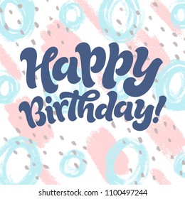 Vector illustration of lettering for invitation and greeting card, cake toppers, prints and posters. Graphic elements for design of baby birthday and kids party. Happy birthday!