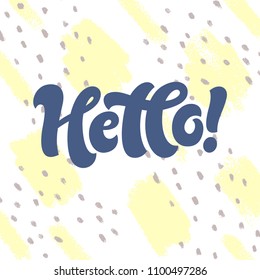 Vector illustration of lettering for invitation and greeting card, cake toppers, prints and posters. Graphic elements for design of baby birthday and kids party. Hello!