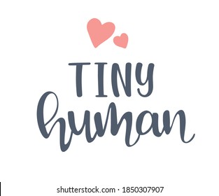 Vector illustration of lettering for invitation and greeting card, cake toppers, prints and posters. Graphic elements for design of baby birthday and kids party. Tiny human text.