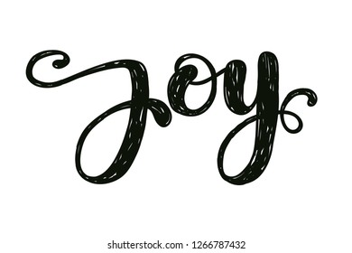 Vector illustration lettering Joy on white background. Brush calligraphy banner. Hand Lettering