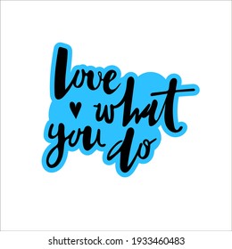Vector illustration. Lettering of Love and Motivation in thick outline.