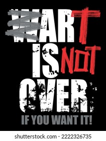 Vector illustration of lettering with message against war and in favor of art.