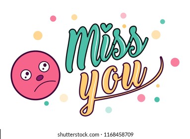 Vector Illustration Lettering Miss You Sad Stock Vector (royalty Free 