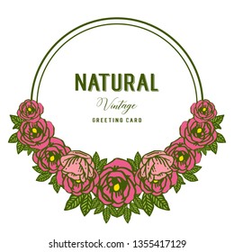 Vector illustration lettering of natural vintage with pattern art frames flower roses hand drawn