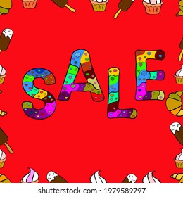 Vector illustration. Lettering. Illustration on red, black and yellow colors. Seamless. Hand drawn lettering giveaway for social media, blogger, banner. Typography social media icon competition.