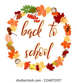Vector illustration of lettering with a phrase back to school. For  card, poster, label, decor