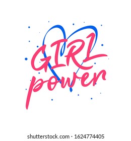 Vector illustration  with lettering phrase Girl Power. Banner, poster, cover design templates with heart and female theme