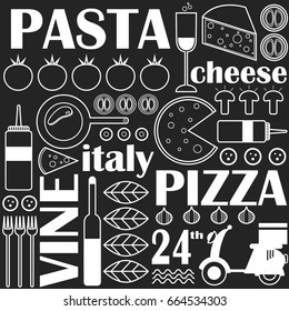 Vector illustration. Lettering  pizza.