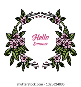 Vector illustration lettering romantic with beautiful floral frame hand drawn
