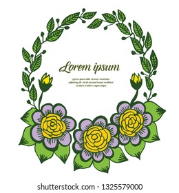Vector illustration lettering romantic with elegant red bouquet frame hand drawn
