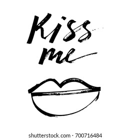 Vector illustration, lettering. Romantic picture. Print, poster, postcard, sticker.